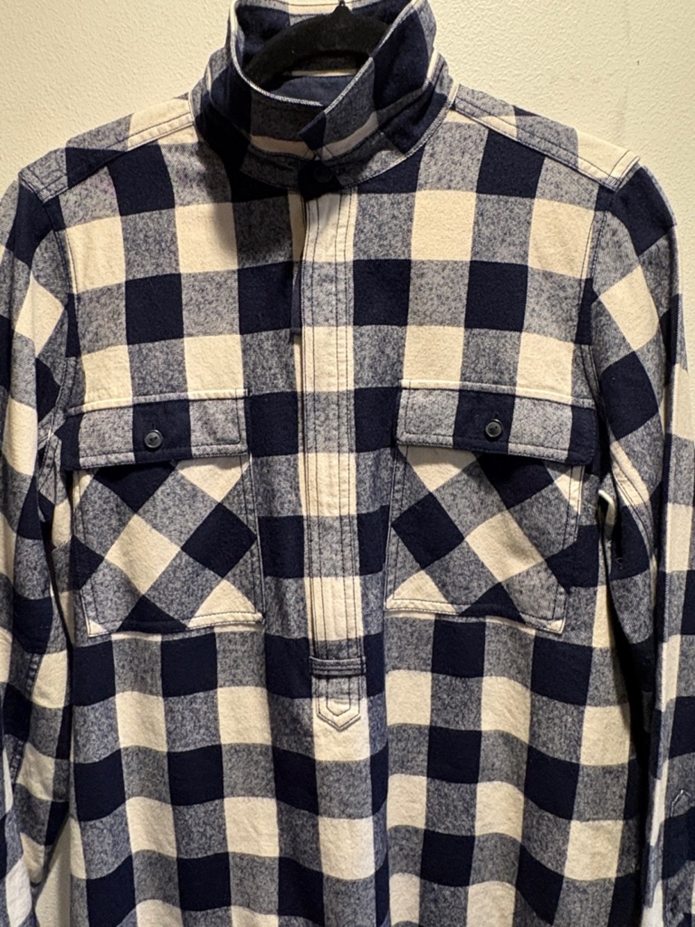 J. Crew Navy & Cream Buffalo Check Pullover Sweater Small